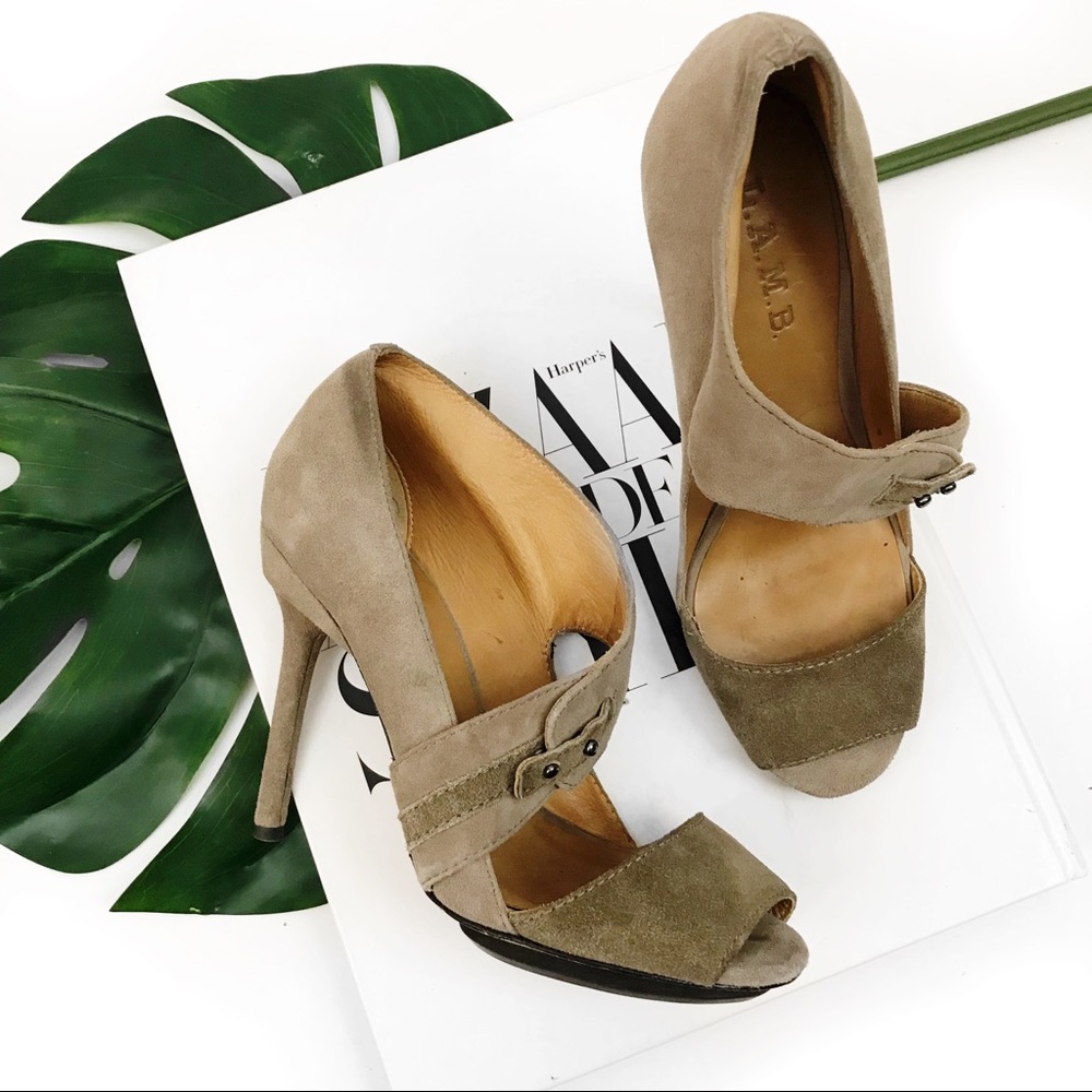 L.A.M.B suede heels